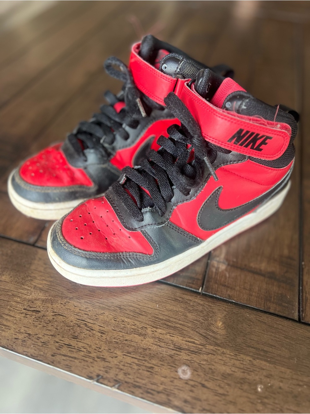 Nike Kids Red and Black High-Top Sneakers